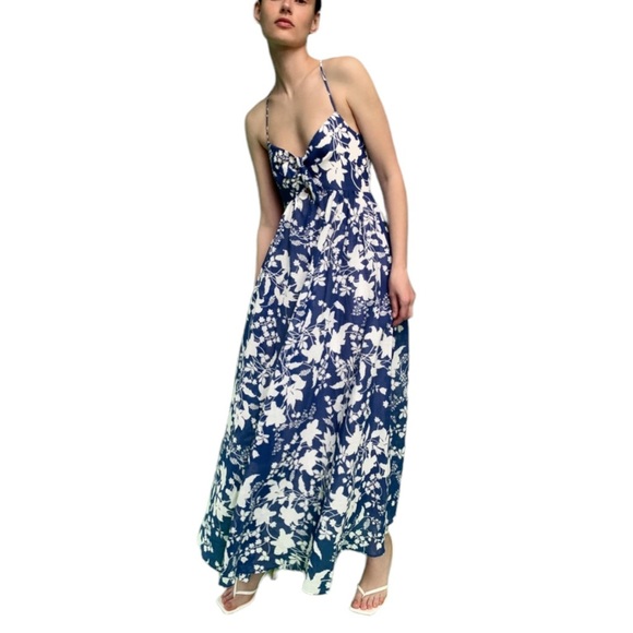 Zara Dresses & Skirts - Zara Blue and White Floral Long Dress B9